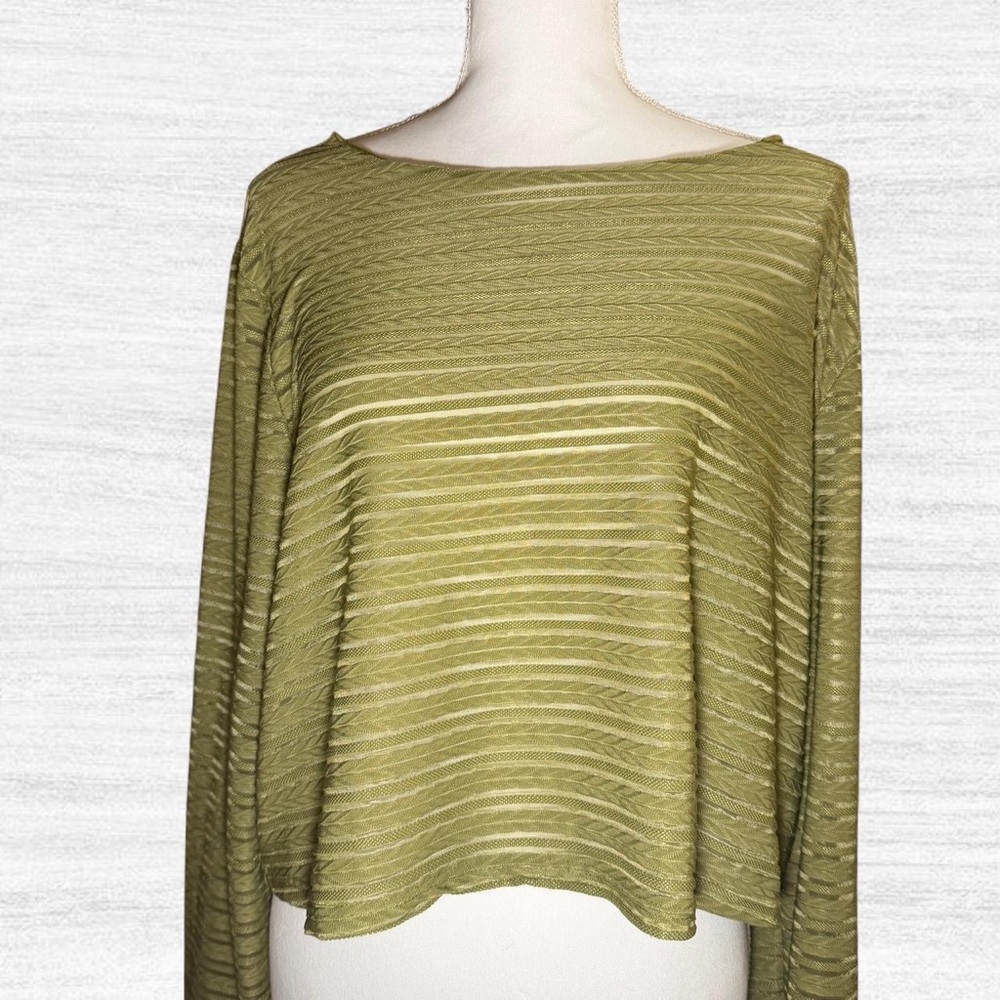 Green ribbed long sleeve top
